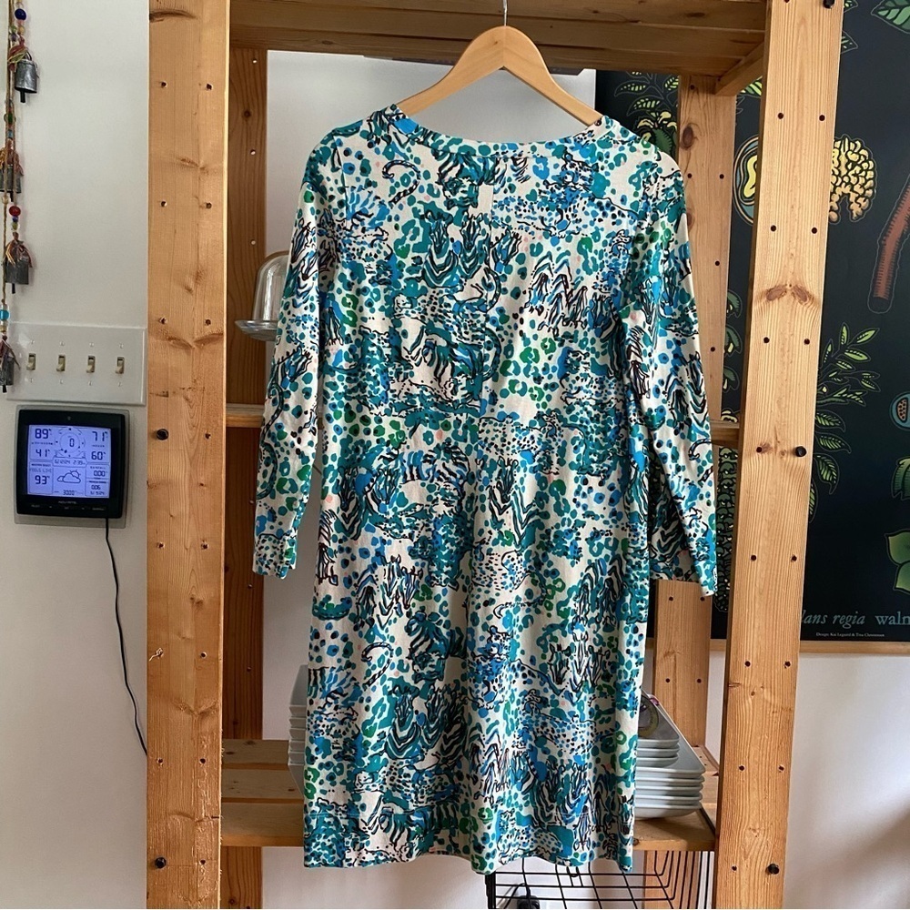 Lilly Pulitzer Blue Beige Corine Dress Sea Oat Escapades Medium - Picture 5 of 16
